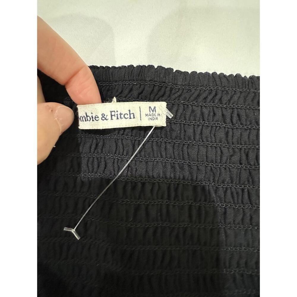 NWOT Abercrombie & Fitch Black Ruched Ruffle Puff Sleeve Mini Dress Size Medium - Picture 5 of 9